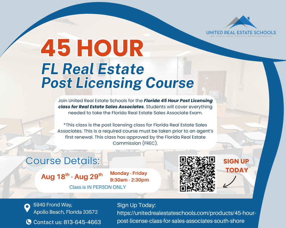 45 Hour Post-License Class for Sales Associates - South Shore